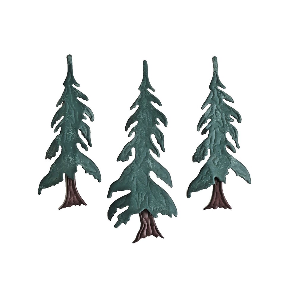 Vintage Metal Pine Trees Wall Hanging Trio Cabin Lodge Rustic Forest‎ Decor 3D